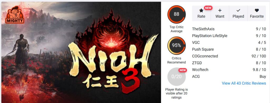 نمرات بازی Nioh 3
