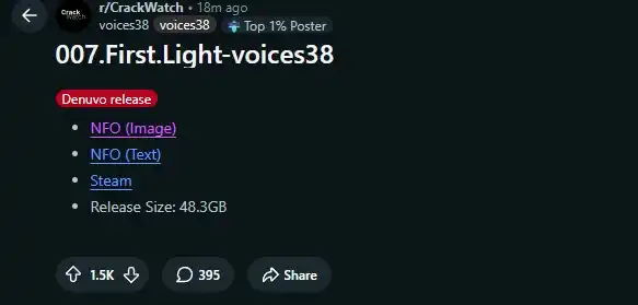 بازی ۰۰۷ First Light توسط Voices38 کرک شد